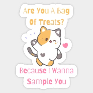 Flirty Cat, Are You A Bag Of Treats? Because I Wanna Sample You Sticker
